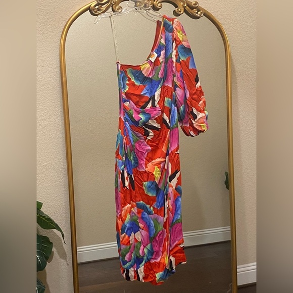 Farm Rio for Anthropologie One-Shoulder Slim Floral Midi Dress Size XL - Picture 2 of 15